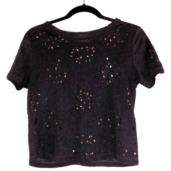 Alice + Olivia AIR Distressed T-shirt w Sequins - Picture 1 of 3